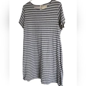 Sail to Sable Striped Short Sleeve Dress Extra Large Midi